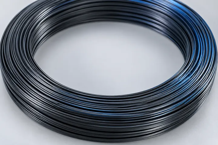 Black plastic coil with blue highlights
