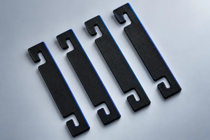 Hook-slot plastic ties arranged in a diagonal fan